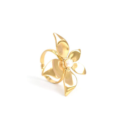 Anillo Ajustable Flor y Perla