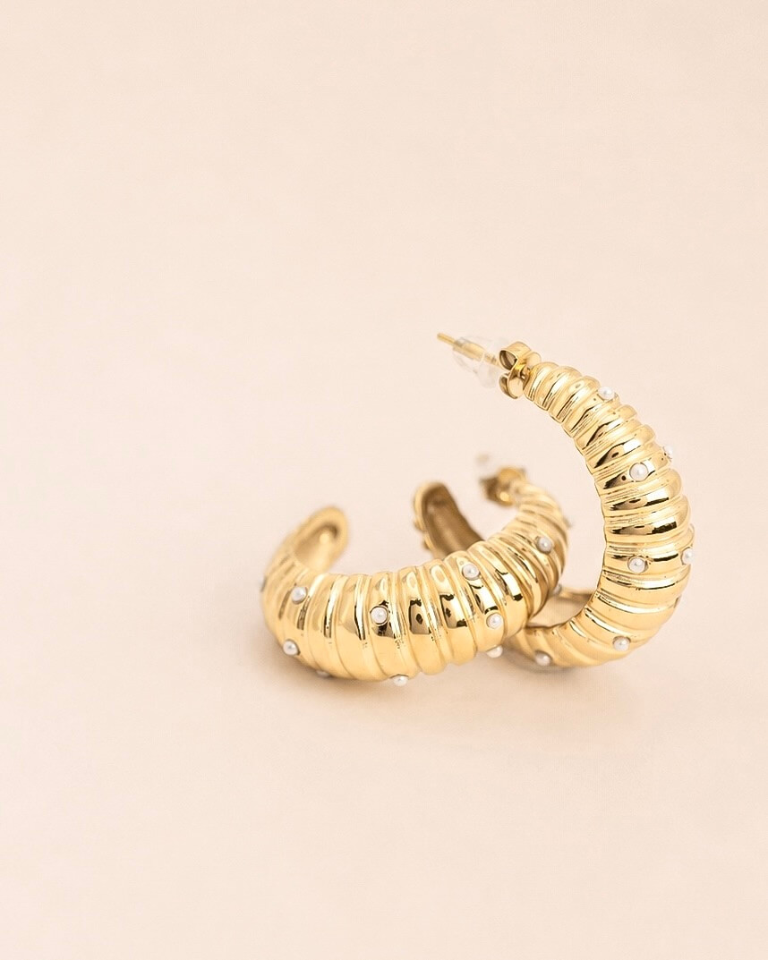 Aretes Cuff Pearls Hoops